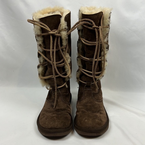 UGG Australia Whitley Suede Espresso Brown Lace up Winter Boots Size 7 - Picture 5 of 12